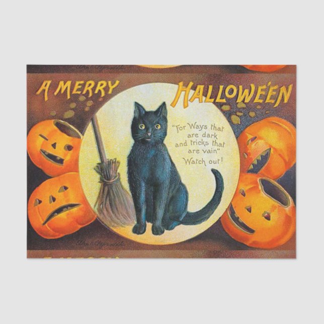 Papel De Seda Gato alegre de Falln o Dia das Bruxas (Frente )