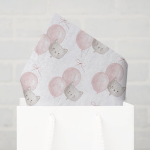 Papel De Seda Gato Beijo Rosa Balões Aniversário