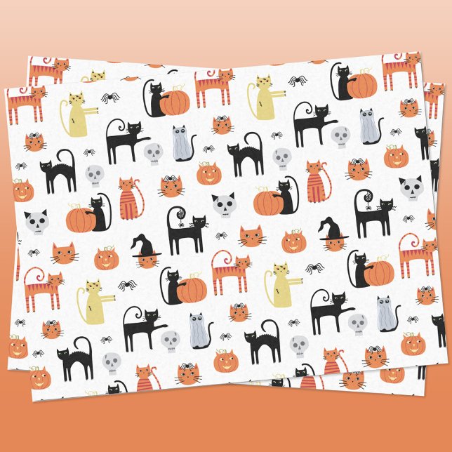 Papel De Seda Gato Bonito de Halloween Spooky (Halloween cat tissue paper)