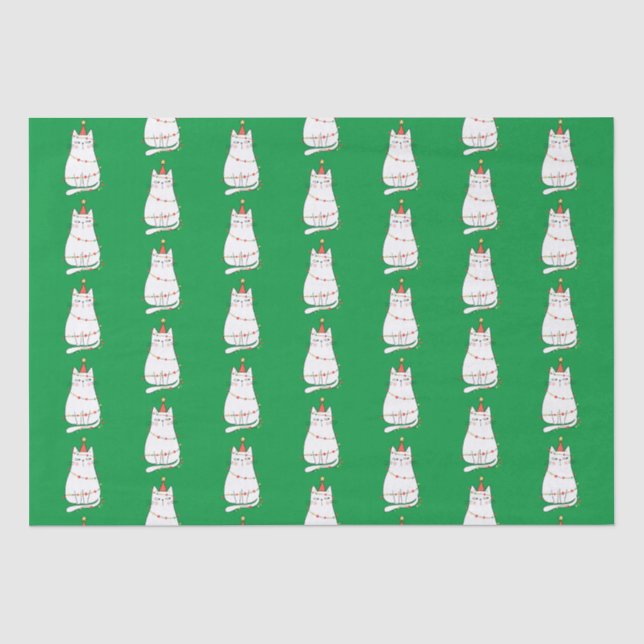 Papel De Seda Gato bonito e luzes de Natal (Frente )