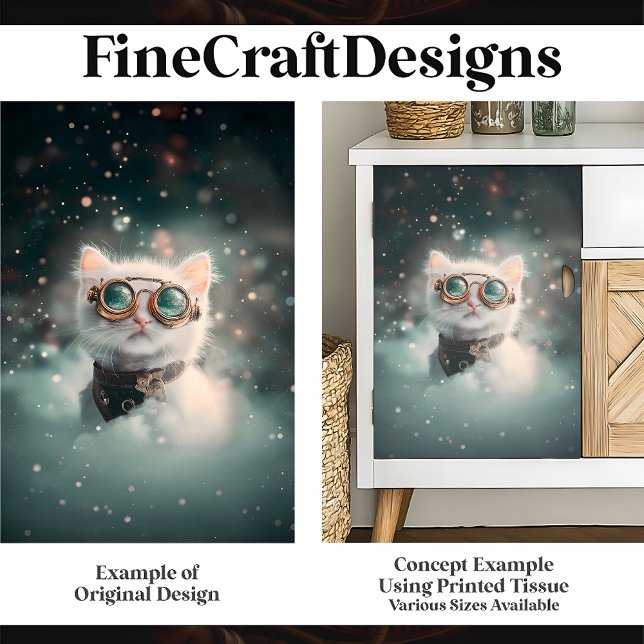 Papel De Seda Gato Branco Whimsso, Gatinho, Gatinho H2 Decoupage (Criador carregado)