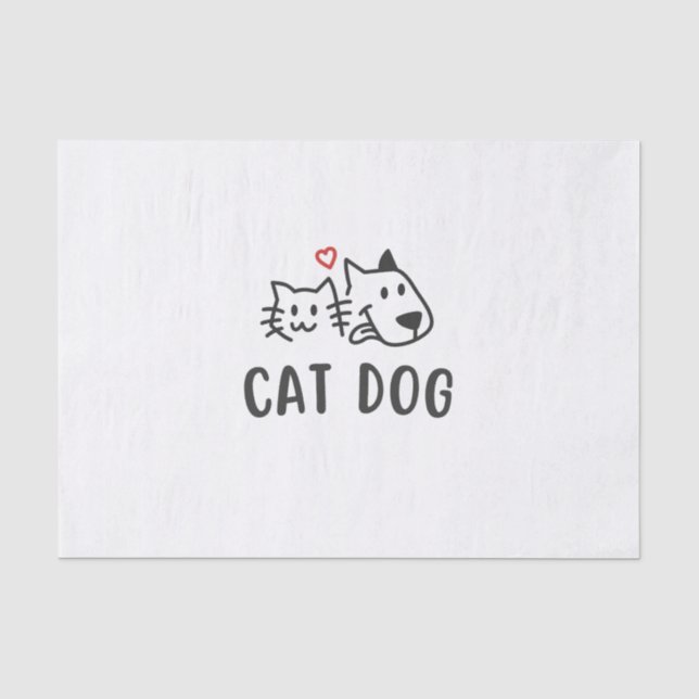 Papel De Seda Gato Cachorro – Design Minimalista de Gato e Cacho (Frente )