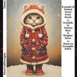 Papel De Seda Gato Caprichoso, Casaco Vermelho, Neve EJ5 Decoupa