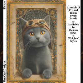 Papel De Seda Gato Cinza em Estilo Steampunk Ornamentado Decoupa