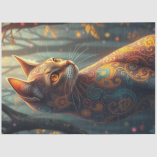 Papel De Seda Gato de Fantasia Colorida