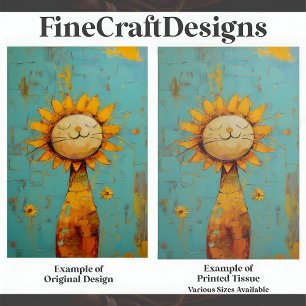 Papel De Seda Gato De Girassol Bonito Que Goza Da Pintura Do Sol