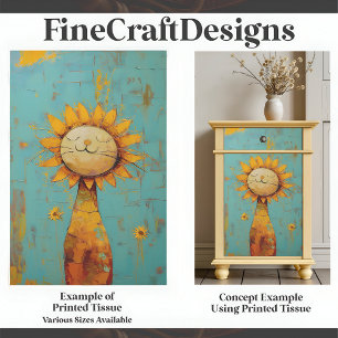 Papel De Seda Gato De Girassol Bonito Que Goza Da Pintura Do Sol