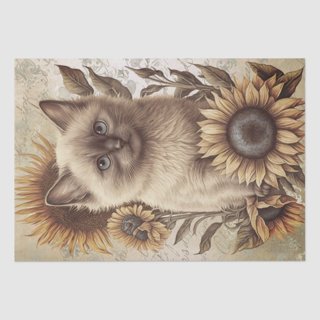 Papel De Seda Gato De Girassol De Borninho (Frente )