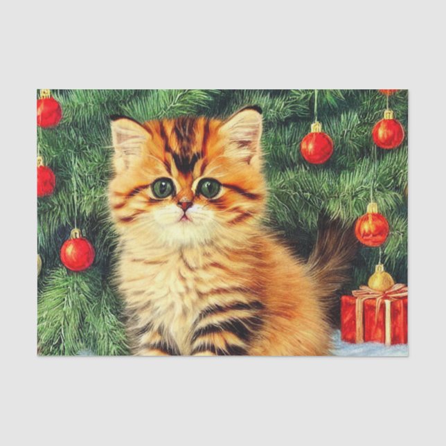 Papel De Seda Gato de natais vintages (Frente )
