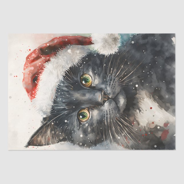 Papel De Seda Gato de Natal bonito (Frente )