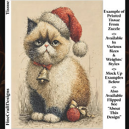 Papel De Seda Gato de Natal Mal-Humorado Fofo Decoupage EB1R