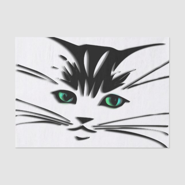 Papel De Seda Gato de Olhos Verdes (Frente )