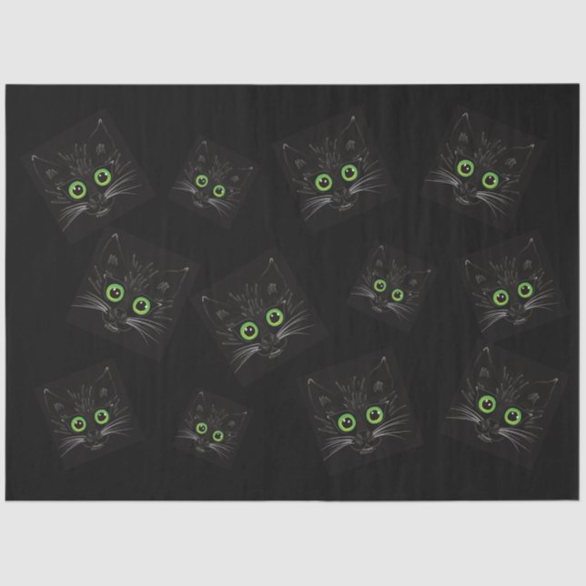 Papel De Seda Gato De Olhos Verdes Sorridentes (Frente )
