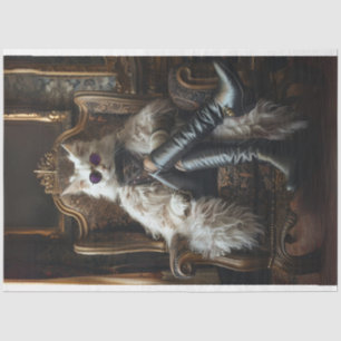 Papel De Seda Gato De Vestido Luxuoso De Decoupage