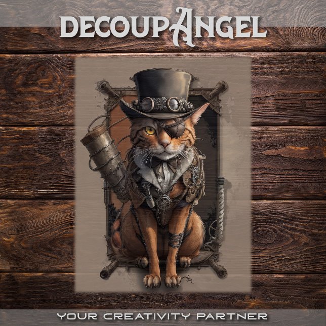 Papel De Seda Gato do Explorador Steampunk - desligar - (Criador carregado)