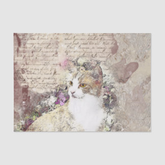 Papel De Seda Gato do vintage da aguarela