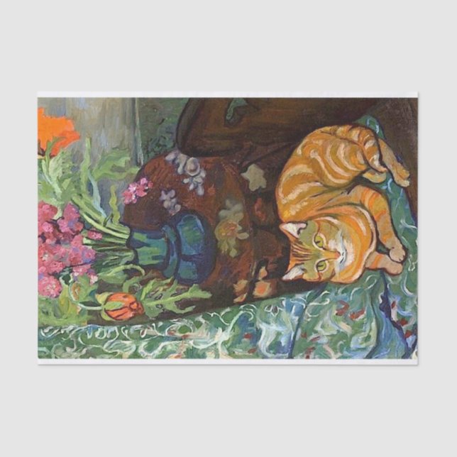 Papel De Seda Gato e Buquê, Suzanne Valadon (Frente )