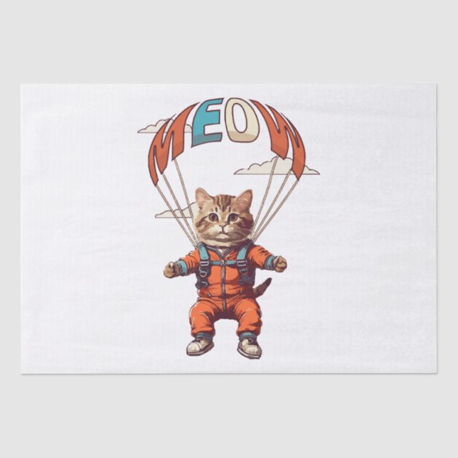 Papel De Seda Gato Engraçado de Paraquedismo (Frente )