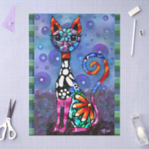 Gato Felino Decoupage Caprichoso de Olhos Grandes
