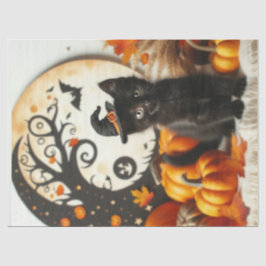 Papel De Seda Gato Fofo de Halloween Lua Abóbora