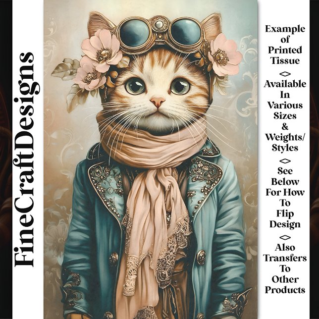 Papel De Seda Gato Fofo e Excêntrico Steampunk + Cachecol BH2 De (Criador carregado)