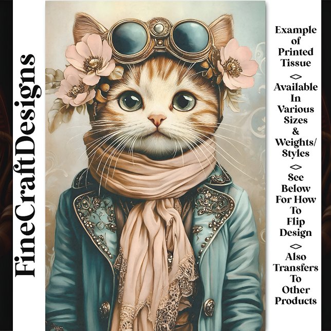 Papel De Seda Gato Fofo e Excêntrico Steampunk + Cachecol BH3 De (Criador carregado)