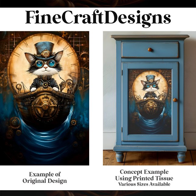 Papel De Seda Gato Fofo e Excêntrico Steampunk no Decoupage G7 d (Criador carregado)