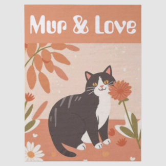 Papel De Seda Gato Fofo Personalizado com Mur e Amor Decoupage