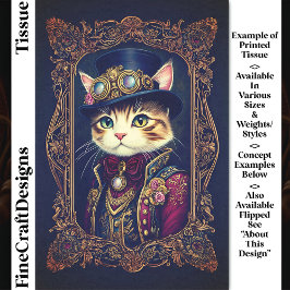 Papel De Seda Gato Fofo Steampunk, Cartola, Moldura DG4LF Decoup
