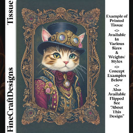 Papel De Seda Gato Fofo Steampunk, Cartola, Moldura DG4R Decoupa
