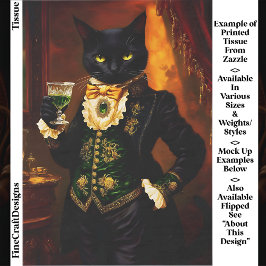 Papel De Seda Gato Gótico Vitoriano com Decoupage de Absinto EG9