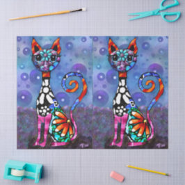 Papel De Seda Gato Maluco Decoupage Caprichoso de Olhos Grandes