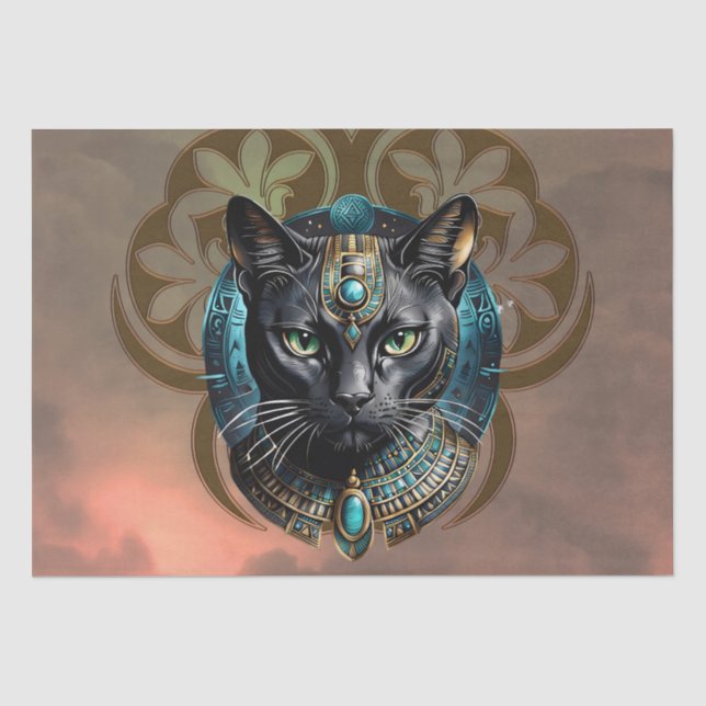 Papel De Seda Gato místico do Egito, preto como a noite (Frente )
