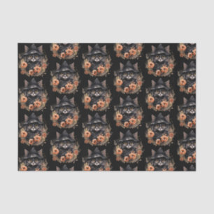 Papel De Seda Gato Negro no Padrão de Chapéu de Bruxa Negra