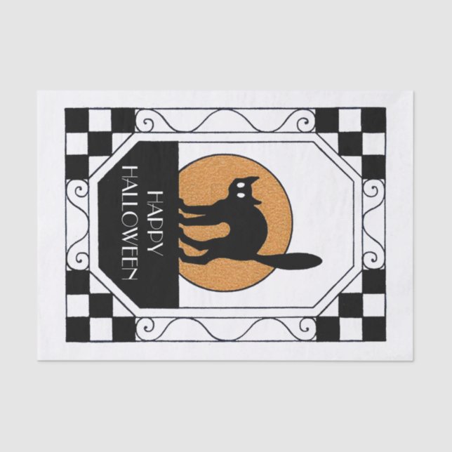 Papel De Seda Gato Negro Spooky - Art Deco (Frente )