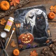 Gato Preto Assustador do Halloween Decoupage