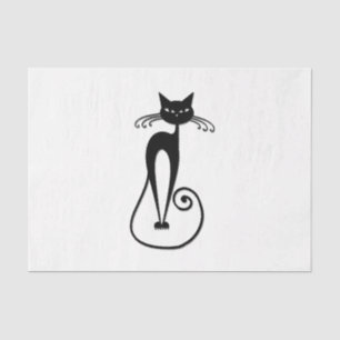 Papel De Seda Gato preto branco e magro
