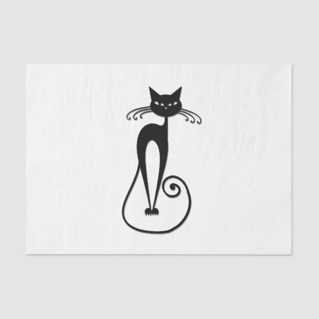 Papel De Seda Gato preto branco e magro (Frente )