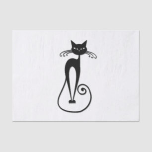 Papel De Seda Gato preto branco e magro