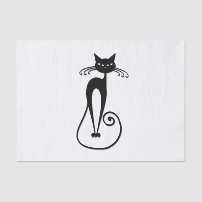 Papel De Seda Gato preto branco e magro (Frente )