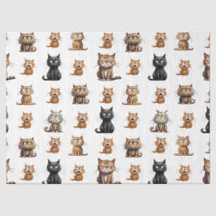 Papel De Seda gato preto bravo, cinza e gato marrom