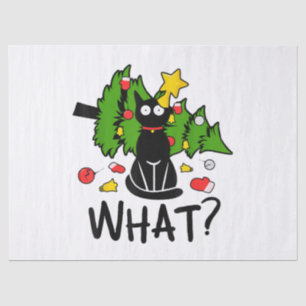 Papel De Seda Gato Preto Engraçado Árvore de Natal Alegre Papai