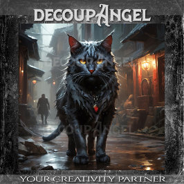 Papel De Seda Gato Preto Vadio, Mestre das Ruas - Decoupage-