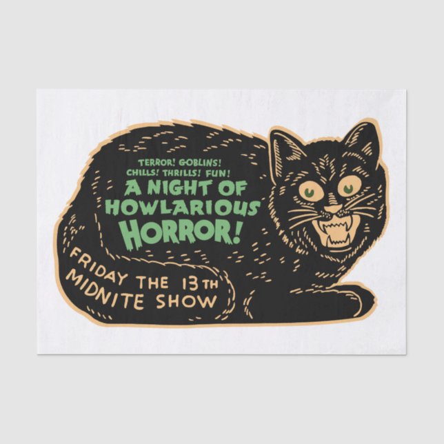 Papel De Seda Gato Preto Vintage Halloween (Frente )