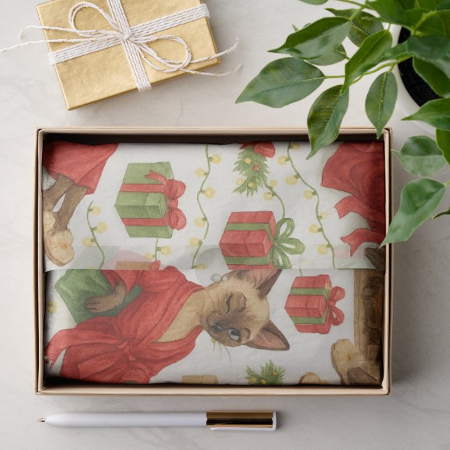 Papel de Seda Gato Siamês Glam Divertido Natal (Presente)