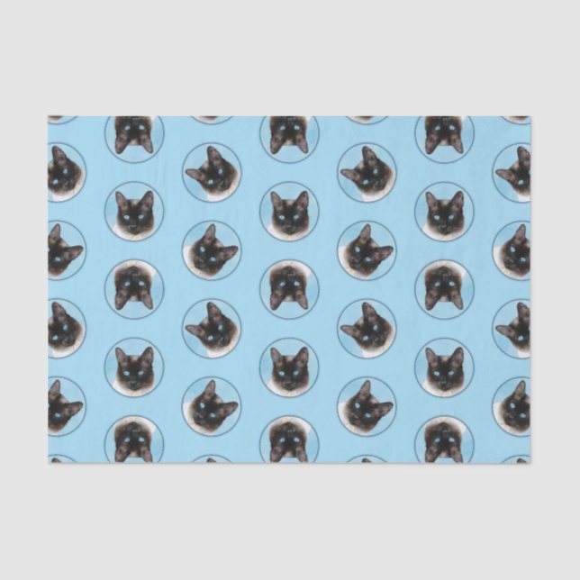 Papel De Seda Gato Siamês, Retrato, Pintura, Arte Original (Frente )