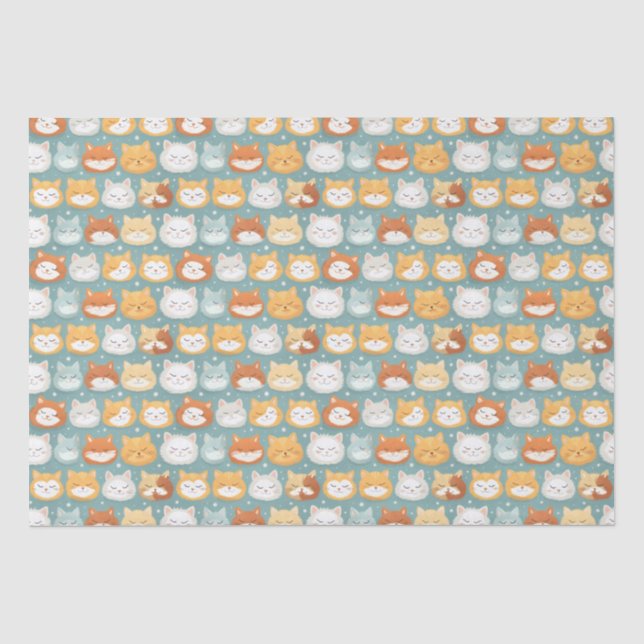 Papel De Seda Gato Sonolento Cabeças (Frente )