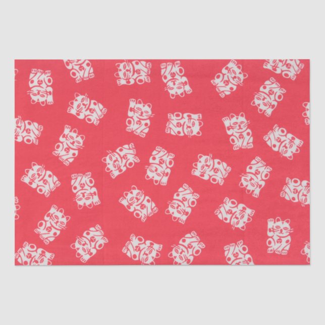 Papel De Seda Gato Sortudo Japonês (Maneki-neko) (Frente )