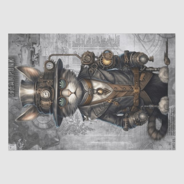 Papel De Seda Gato Steampunk (Frente )