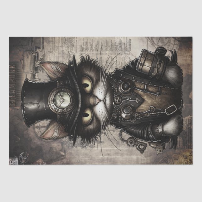 Papel De Seda Gato Steampunk (Frente )